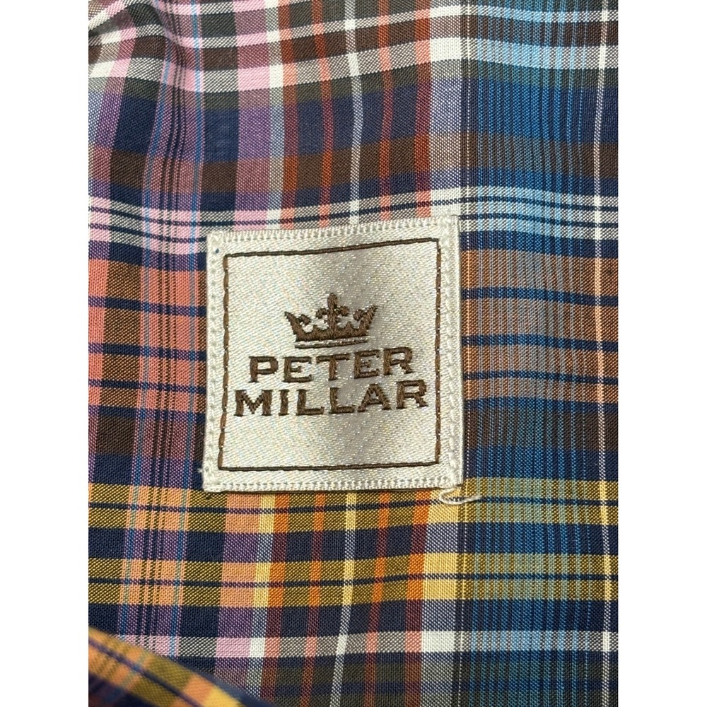 Peter Millar Mens Extra Large Plaid Button Down Long Sleeve Shirt 100% Cotton - Picture 2 of 9